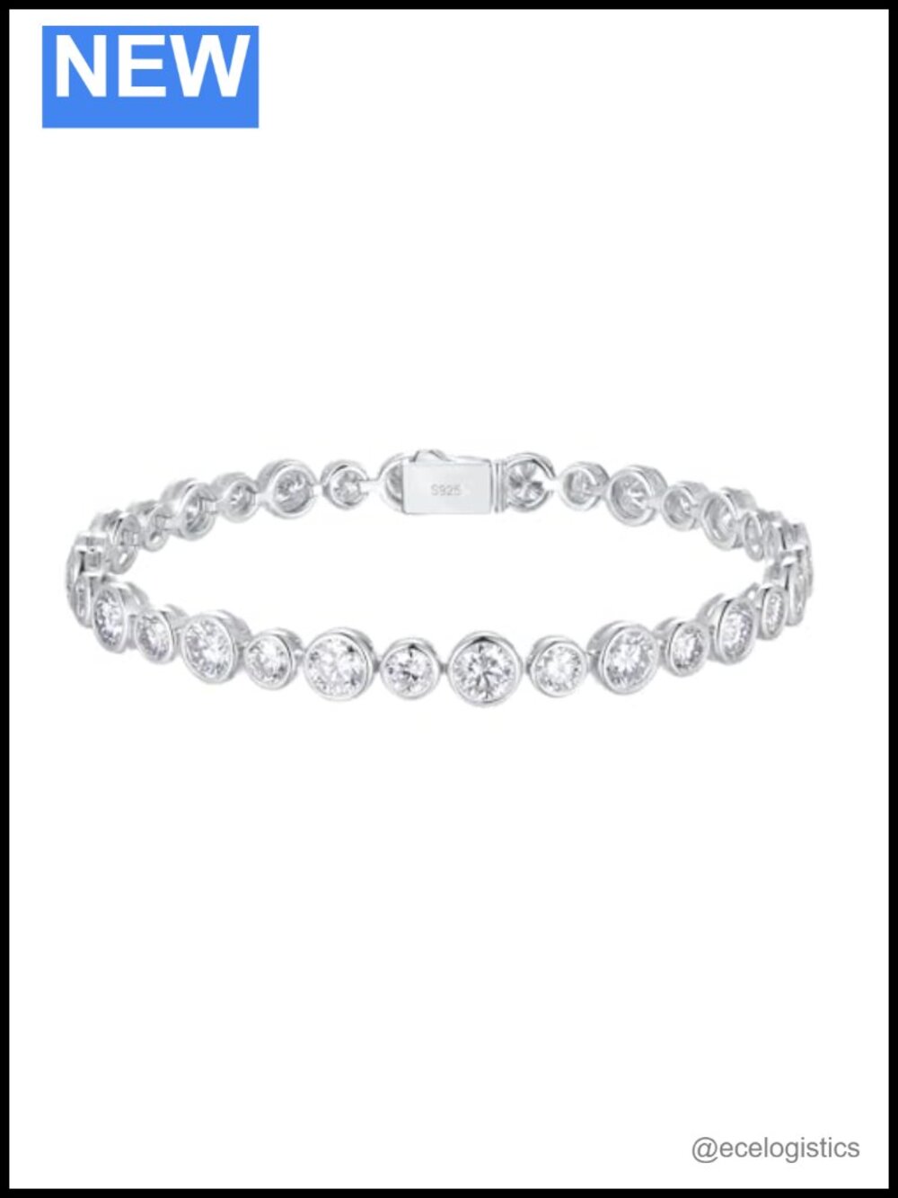 Moissanite Tennis Bracelet 925 Sterling Silver Rhodium Plated Bezel Set
